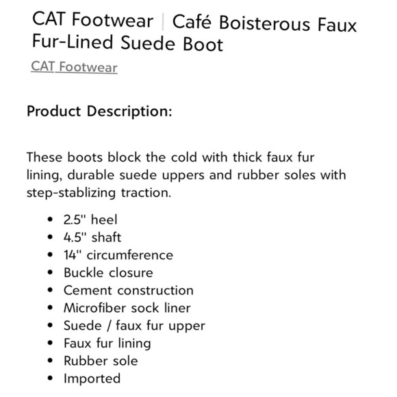 CATERPILLAR CAT BOISTEROUS FAUX FUR CAFE BROWN SUEDE WEDGE WINTER BOOTIES BOOTS - Picture 2 of 15
